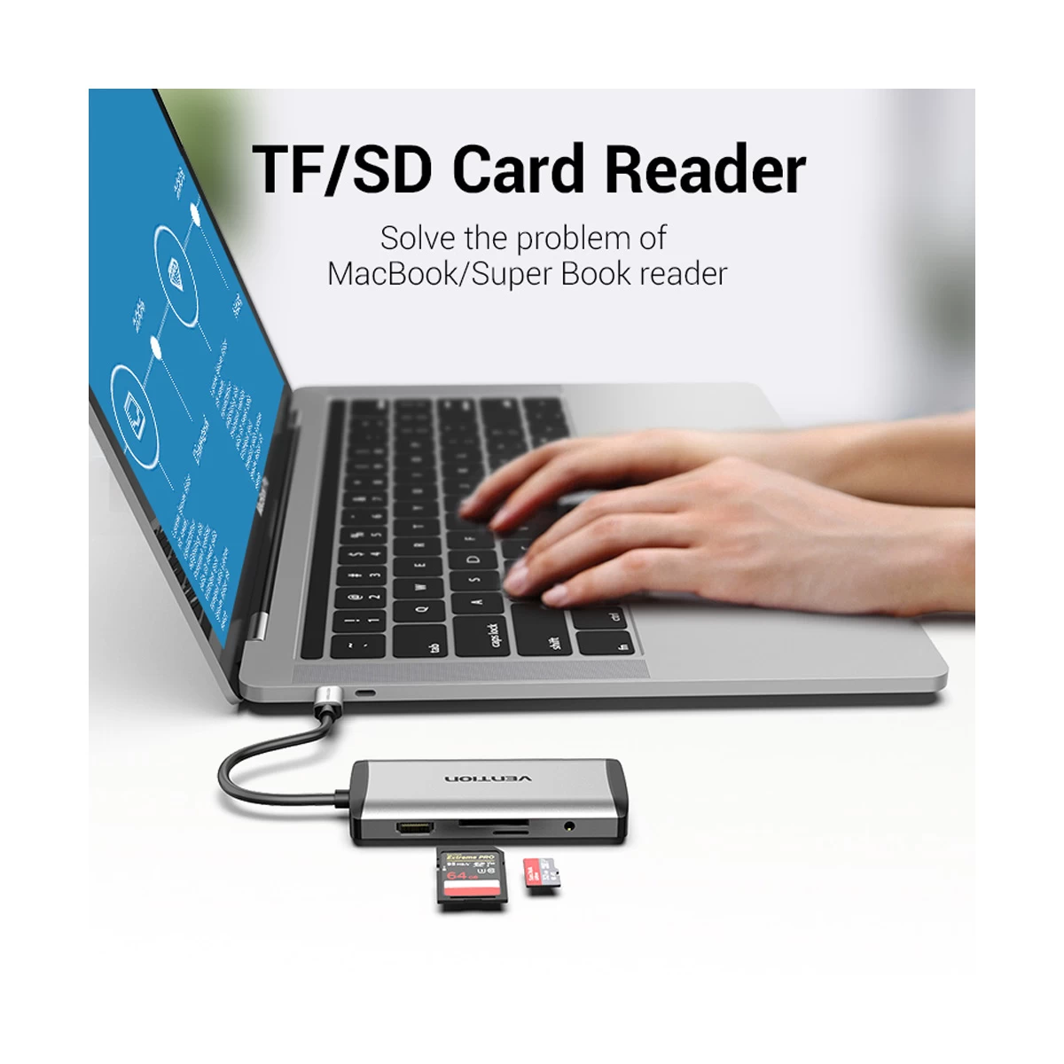 Vention THAHB USB Type-C Male to HDMI, Tri USB, TF, SD, RJ45, 3.5mm, PD Female Type-C Converter specifications
