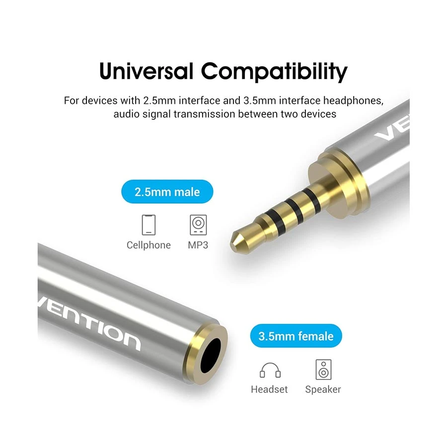 Vention VAB-S02 4 Pole 2.5mm Male to 3.5mm Female Cable / Converter / HUB Price in BD