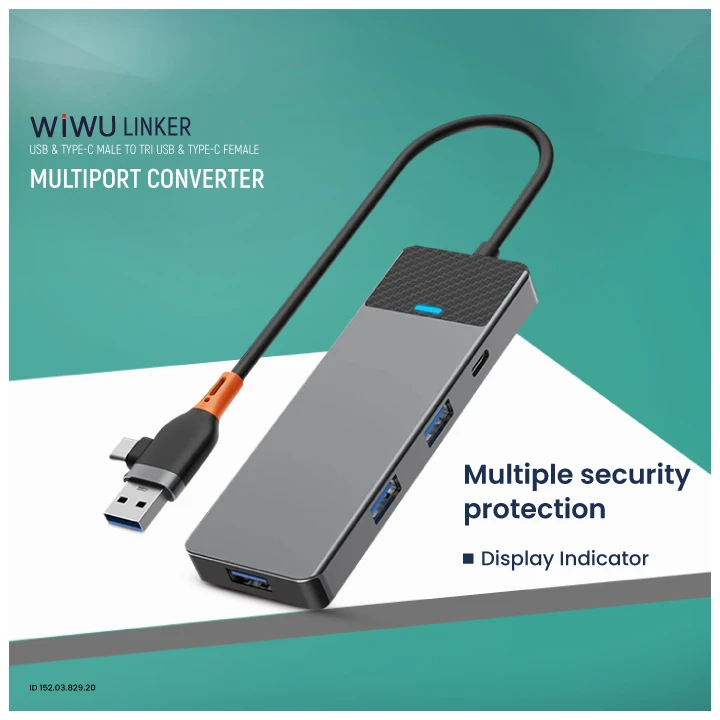 Wiwu Linker USB & Type-C Male to Tri USB & Type-C Female Cable / Converter / HUB Price in BD