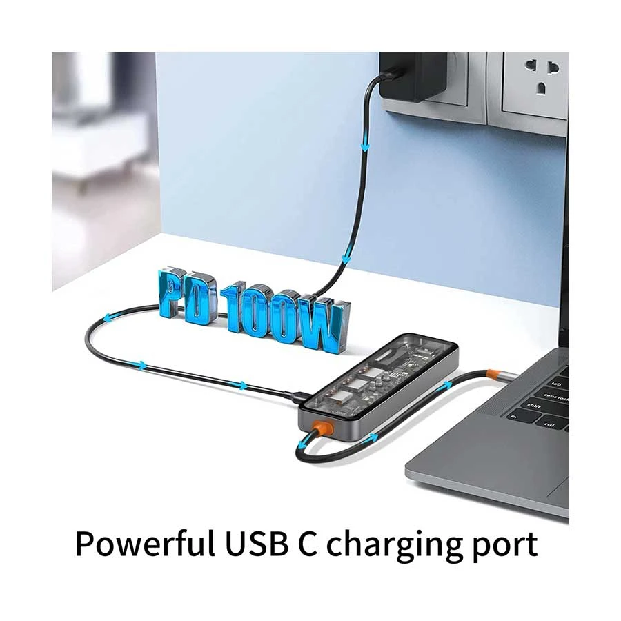 Wiwu Cyber Hub 7 In 1 CB007 Type-C Male to HDMI, Tri USB, Type-C (PD), SD & TF Female Cable / Converter / HUB