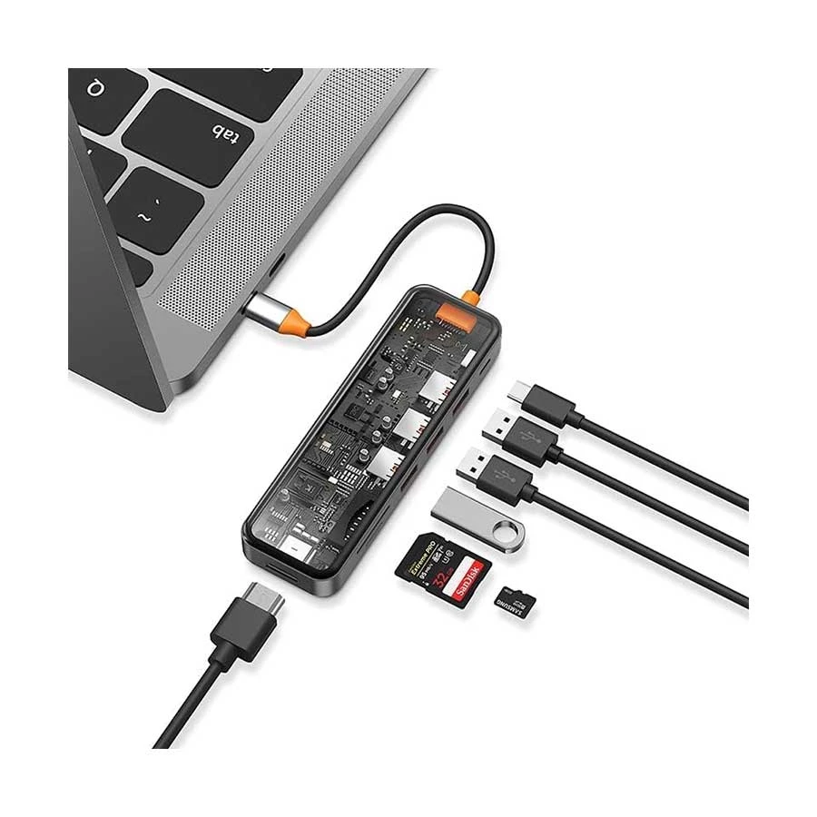 Wiwu Cyber Hub 7 In 1 CB007 Type-C Male to HDMI, Tri USB, Type-C (PD), SD & TF Female Cable / Converter / HUB Price in BD