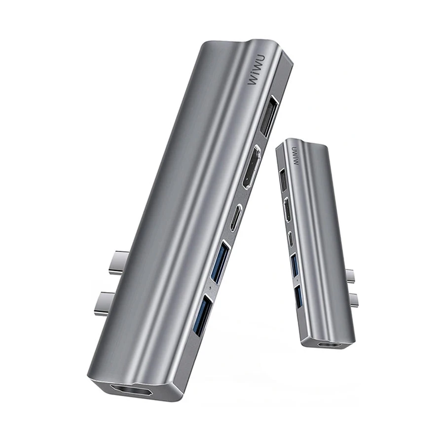 Wiwu WIWU Dual Type-C Male to HDMI, Tri USB, SD, TF & Female Type-C Converter Price in Bangladesh