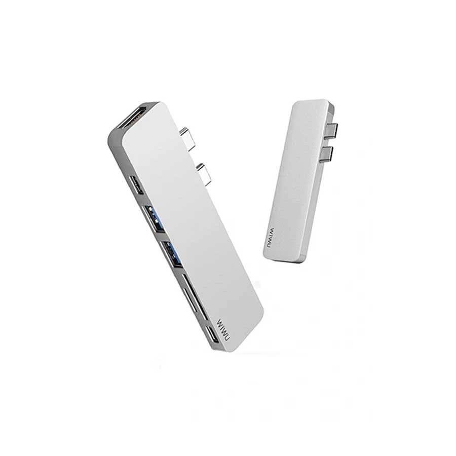Wiwu WIWU Dual Type-C Male to HDMI, USB, SD, TF & Female Type-C Converter in BD