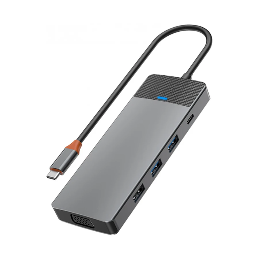 Wiwu Linker Series Hub A921HV Type-C Male to HDMI, VGA, Tri USB, Dual Type-C, SD & TF Female Cable / Converter / HUB