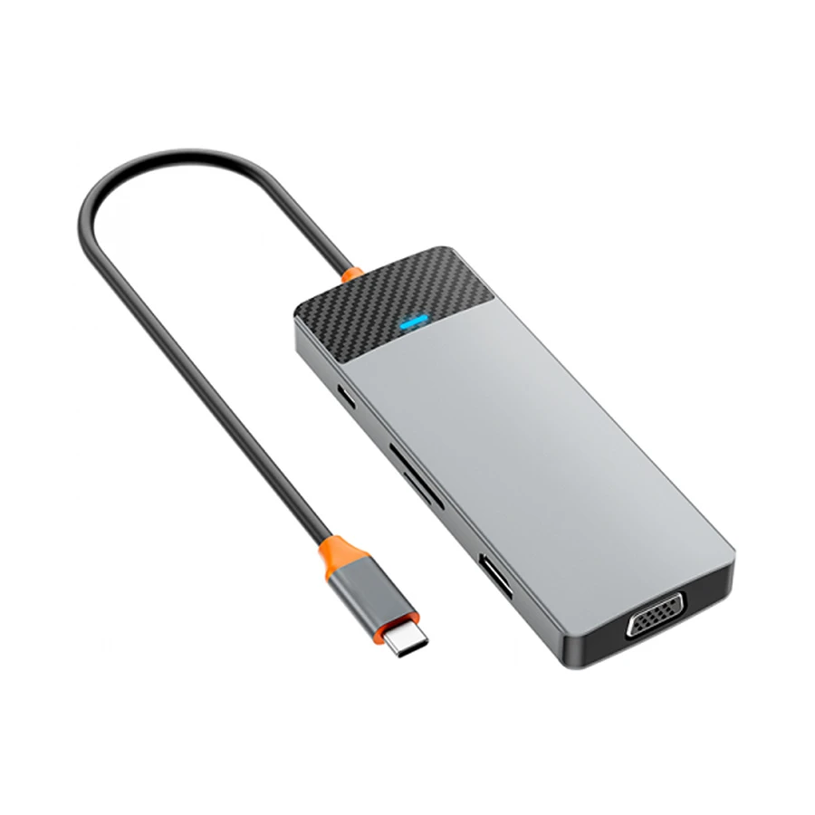 Wiwu Linker Series Hub A921HV Type-C Male to HDMI, VGA, Tri USB, Dual Type-C, SD & TF Female Cable / Converter / HUB Price in Bangladesh