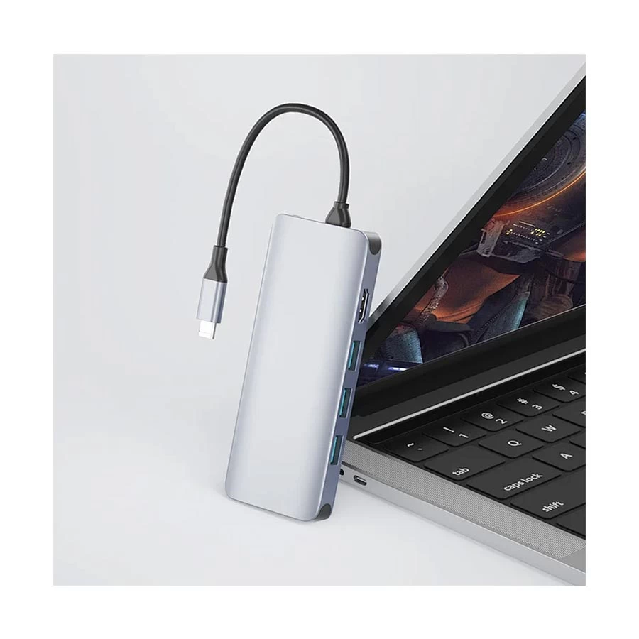 WIWU Type-C Male to Hexa USB, Type-C, SD/TF, HDMI, Lan & 3.5mm Audio Female Type-C Converter Price in BD