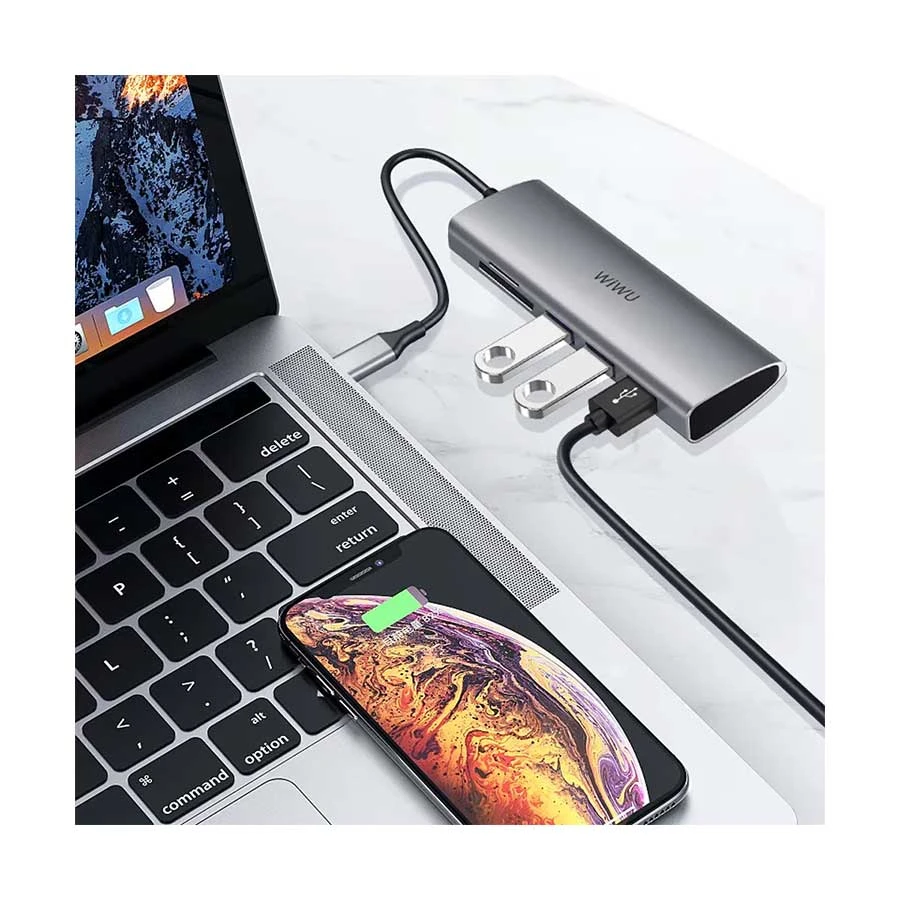 WIWU Type-C Male to Tri USB, SD, TF Female Type-C Converter Price in BD