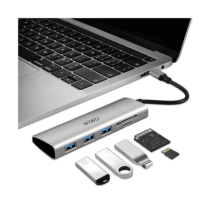 Wiwu WIWU Type-C Male to Tri USB, SD, TF Female Type-C Converter Best Price