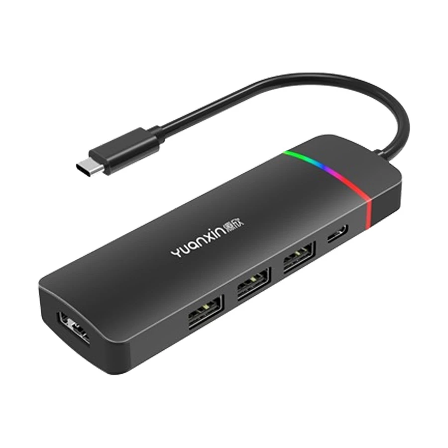 Yuanxin X-32035C Type-C Male to HDMI, USB 3.0, Dual 2.0, & PD Female Cable / Converter / HUB
