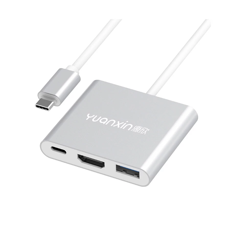 Yuanxin X-3215 Type-C Male to HDMI, USB & PD Female Type-C Converter