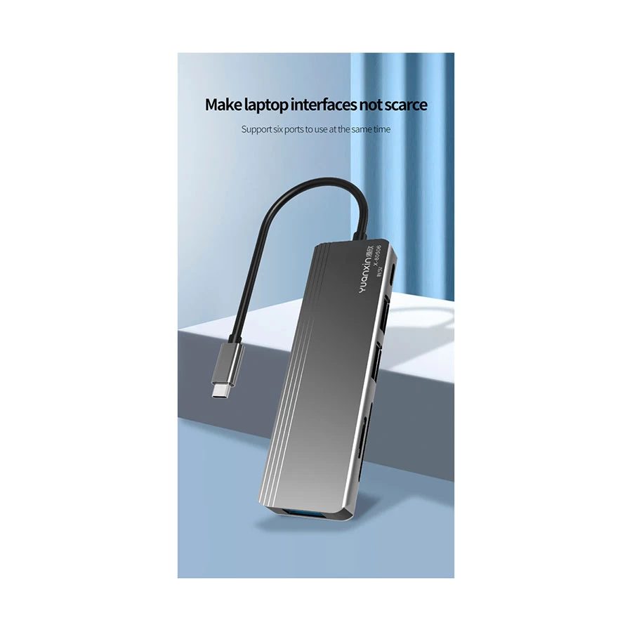 Yuanxin X-80506 Type-C Male to Tri USB, Type-C, SD & TF Female Type-C Converter Price in BD