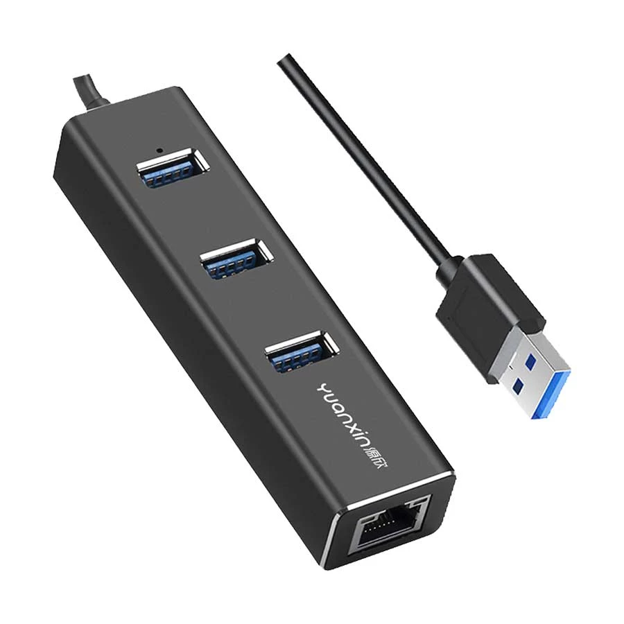Yuanxin X-3508 USB Male to Tri & LAN Female Cable / Converter / HUB