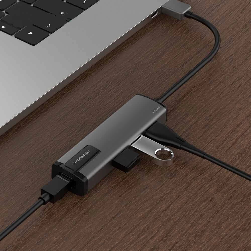 Yuanxin X-3518A USB Male to Tri USB & LAN USB Converter