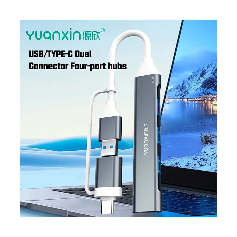 Yuanxin YXH-56 USB & Type-C Male to Quad Female Cable / Converter / HUB Price in Bangladesh