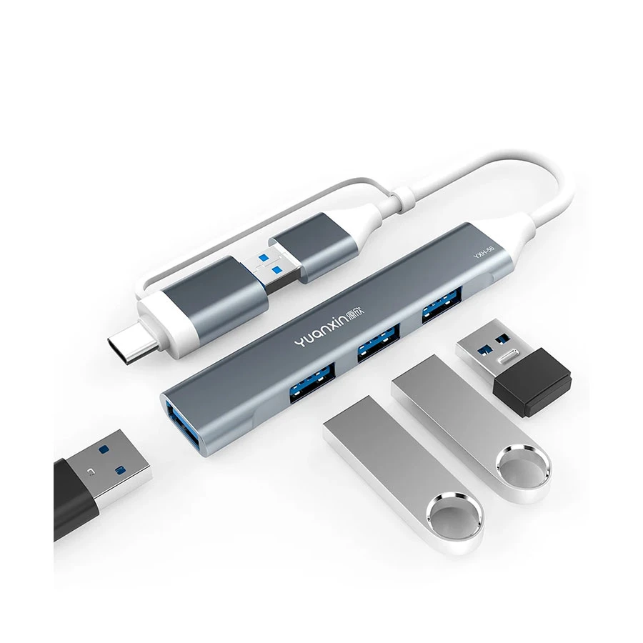 Yuanxin YXH-56 USB & Type-C Male to Quad USB Female Cable / Converter / HUB