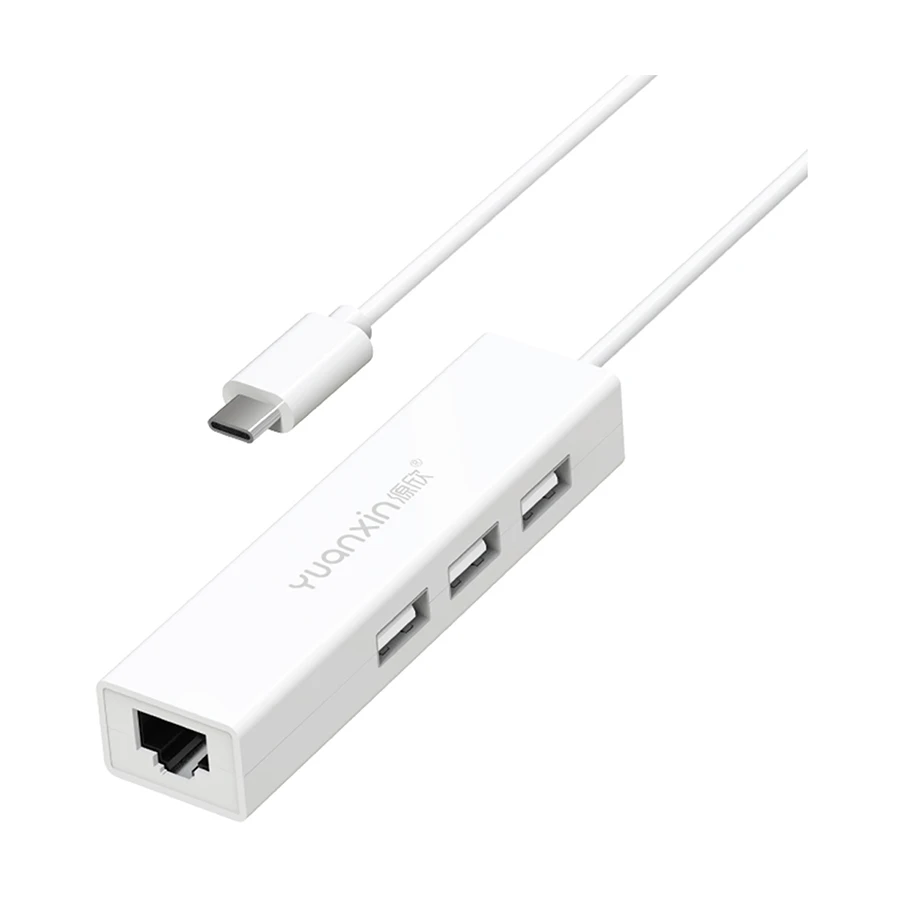 Yuanxin X-2562T Type-C Male to Tri USB & Lan Female Cable / Converter / HUB