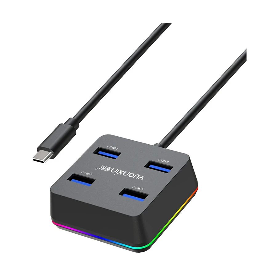 Yuanxin X-3205T Type-C Male to Quad USB Female Cable / Converter / HUB