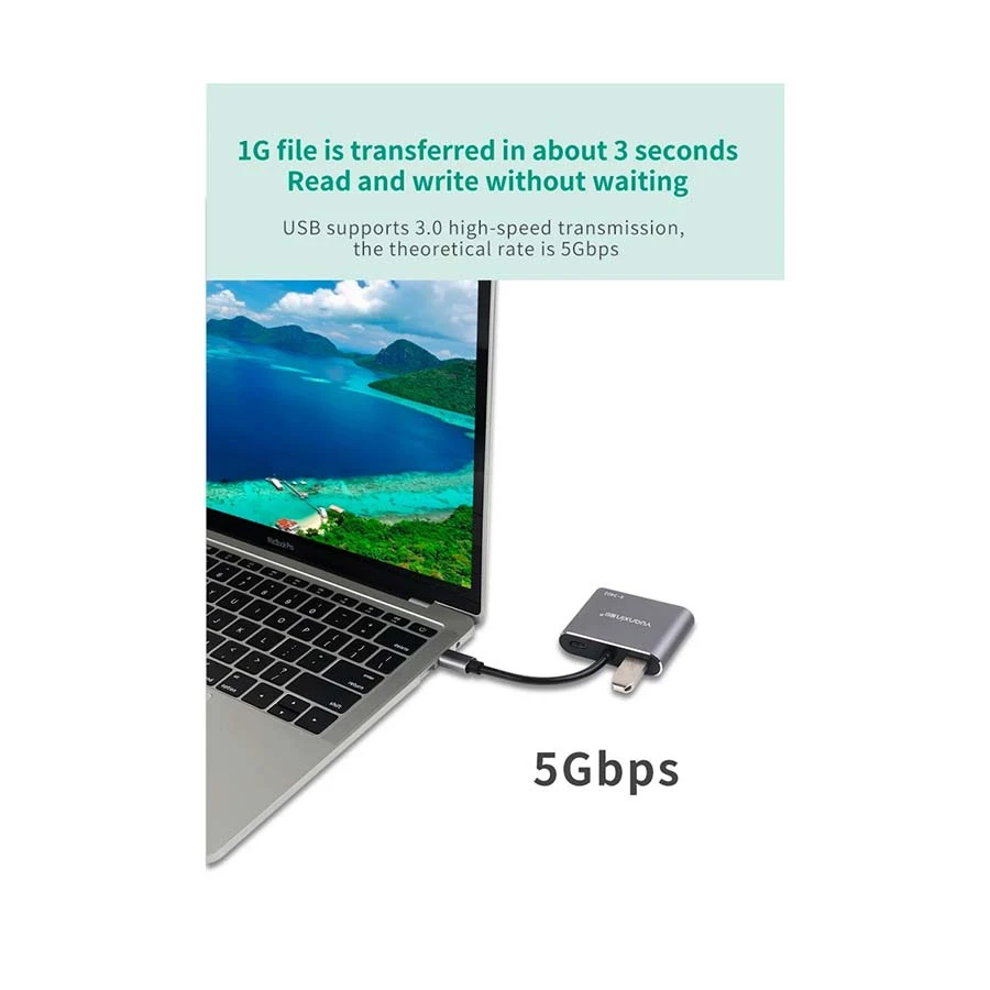 Yuanxin X-3402 Type-C Male to HDMI, VGA, USB & PD Female Type-C Converter specifications