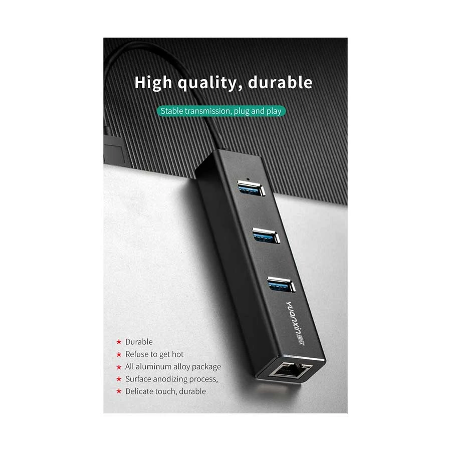 Yuanxin X-3508 USB Male to Tri & LAN Female Cable / Converter / HUB in BD