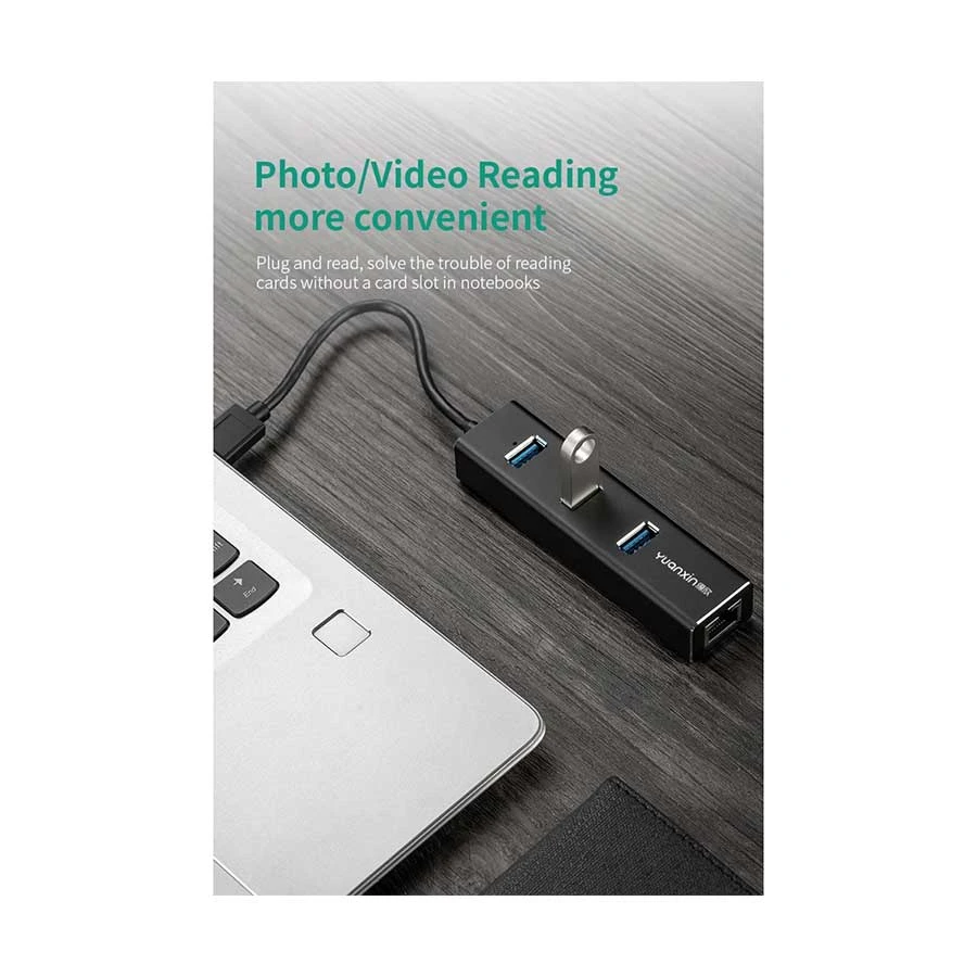 Yuanxin X-3508 USB Male to Tri USB & LAN Female Cable / Converter / HUB