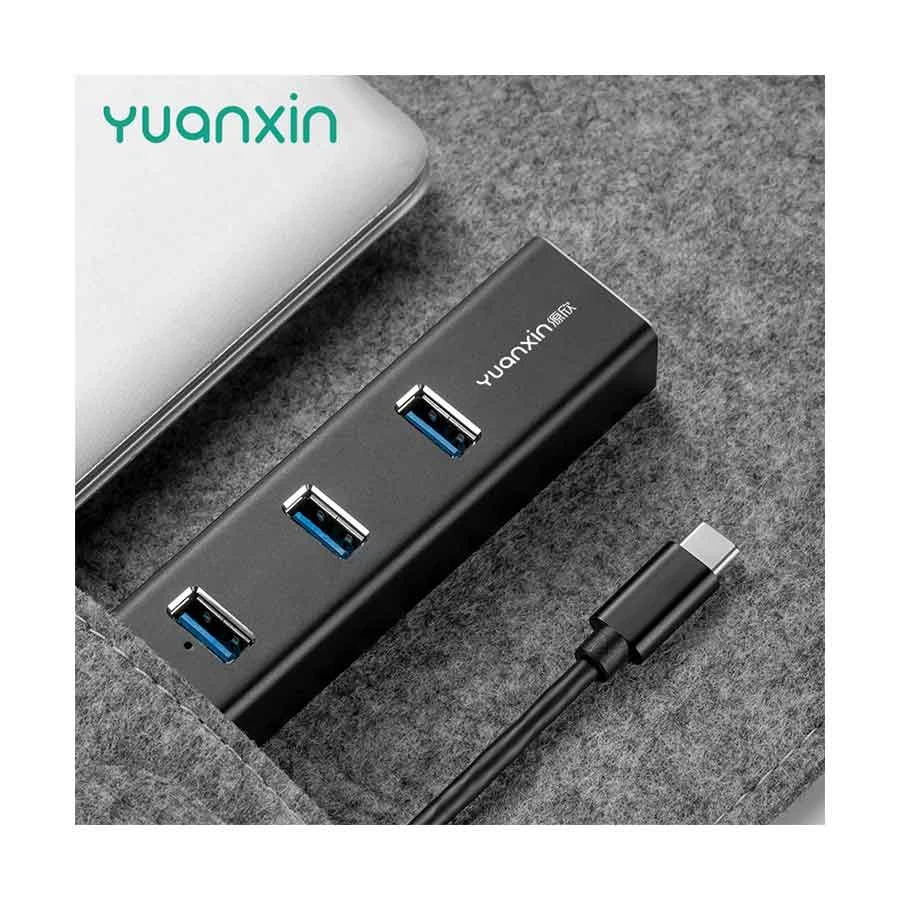 Yuanxin X-3508T Type-C Male to Tri USB & Lan Female Cable / Converter / HUB in BD