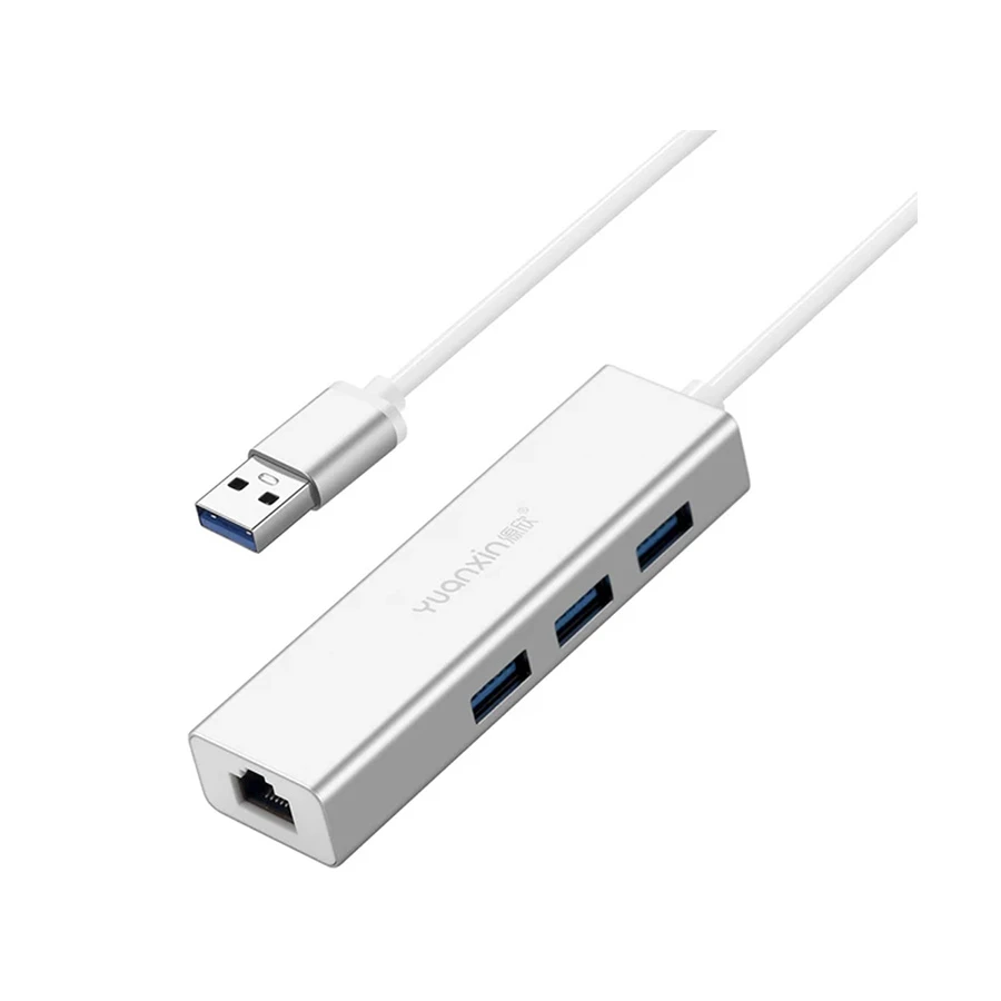 Yuanxin X-3561 USB Male to Tri & LAN Female Cable / Converter / HUB