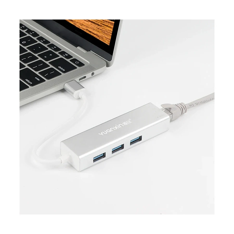 Yuanxin X-3561 USB Male to Tri & LAN Female Cable / Converter / HUB in BD