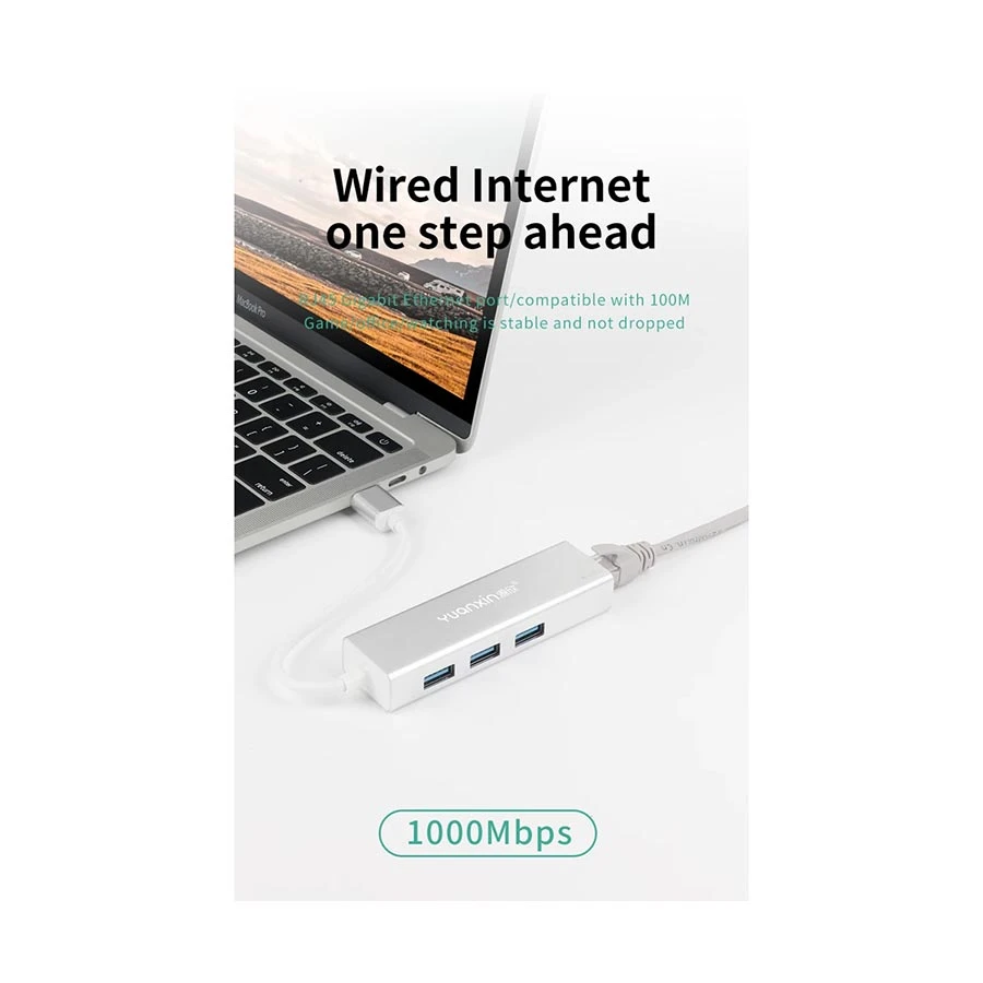 Yuanxin X-3561 USB Male to Tri USB & LAN Female Cable / Converter / HUB Price in BD