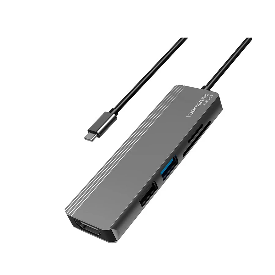 Yuanxin X-80505 Type-C Male to HDMI,USB 3.0, USB 2.0, TF & SD Female Cable / Converter / HUB