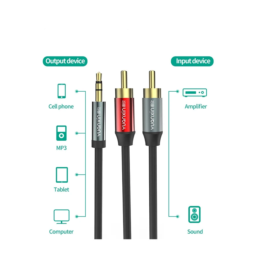 Yuanxin YAX-001 3.5mm Male to 2RCA Cable / Converter / HUB in BD
