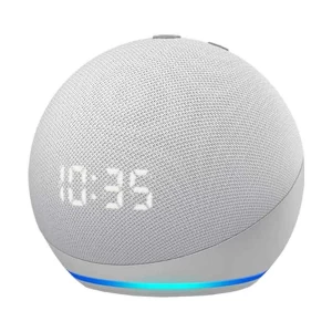 Amazon Echo Dot 4th Gen Smart Speaker with CLOCK & Alexa (Glacier White)
