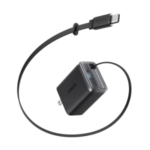 Anker Nano Charger 35W USB-C Black Stone Charger / Charging Adapter with Built-In Retractable USB-C Cable #A2658J11 (US)