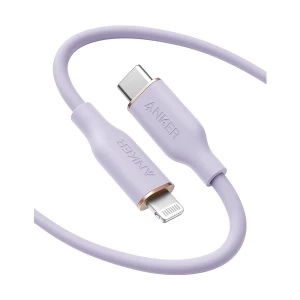 Anker PowerLine Soft USB Type-C Male to Lightning Male, 0.9 Meter, Purple Charging & Data Cable #A86620Q1