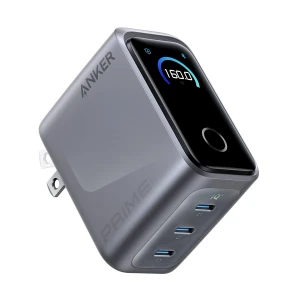 Anker Prime 160W Tri USB-C Silver Charger / Charging Adapter with Smart Display (US)