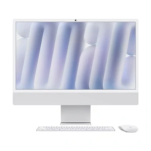 Apple iMac (Late 2024, 4 Port) 24 Inch 4.5K Retina Display 16GB RAM, 256GB SSD) Silver All in One PC (Magic Keyboard with Touch ID, Magic Mouse, Nano-Texture Glass) #MD3H4xx/A
