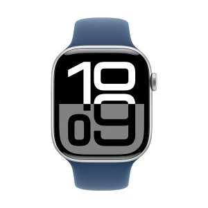 Apple Watch Series 10 42mm (GPS+Cellular) Silver Aluminum Case with Denim Sport Medium Large Band #MWX43xx/A