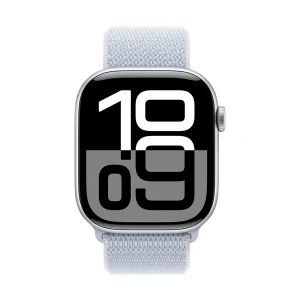 Apple Watch Series 10 42mm (GPS+Cellular) Silver Aluminum Case with Blue Cloud Sport Loop Band #MWX53xx/A