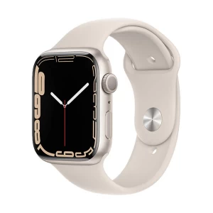 Apple Watch Series 7 45mm (GPS) Starlight Aluminum Case with Starlight Sport Band #MKN63xx/A