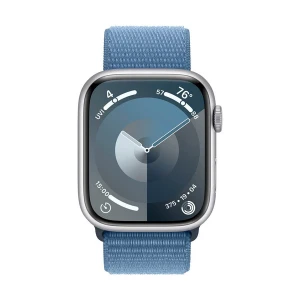 Apple Watch Series 9 45mm (GPS) Silver Aluminum Case with Winter Blue Sport Loop Band #MR9F3LL/A