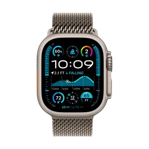 Apple Watch Ultra 2 49mm (GPS+Cellular) Natural Titanium Case with Natural Titanium Milanese Loop Medium Band #MX5R3xx/A