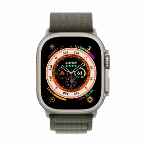 Apple Watch Ultra 49mm (GPS+Cellular) Titanium Case with Green Alpine Loop Large Band #MQEX3LL/A, MQEX3ZP/A