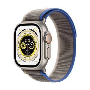 Apple Watch Ultra 49mm Titanium Case with Blue/Grey Trail Band #MQFV3xx/A