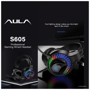 Aula S605 Wired Double Port Black Over-Ear Gaming Headphone