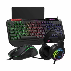 Aula T650 RGB Black USB Wired Gaming Keyboard, Mouse, Mouse Pad & Headphone Combo