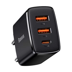 Baseus CCXJ-E01 Compact QC Dual USB & USB-C 30W EU Black Charger / Charging Adapter #CCXJ-E01