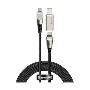 Baseus CA1T2-B01 Flash Series USB Type-C Male to Type-C Male & DC, 2 Meter, Black Charging & Data Cable #CA1T2-B01