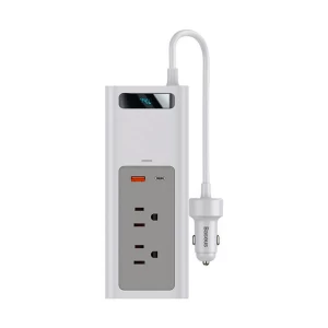 Baseus CRNBQ-02 In-Car USB & USB Type-C 2A 150W White Car Charger with Inverter #CRNBQ-02