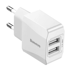 Baseus CCALL-MN02 Mini Dual USB EU 2.1A White Charger / Charging Adapter #CCALL-MN02