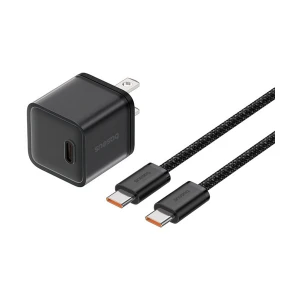 Baseus P10162501113-02 USB-C 20W GaN Black Charger / Charging Adapter with USB-C Male to Male Black Charging Cable #P10162501113-02 (US)