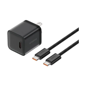Baseus P10162505113-01 USB-C 30W GaN Black Charger / Charging Adapter with USB-C Male to Male Black Charging Cable #P10162505113-01 (US)